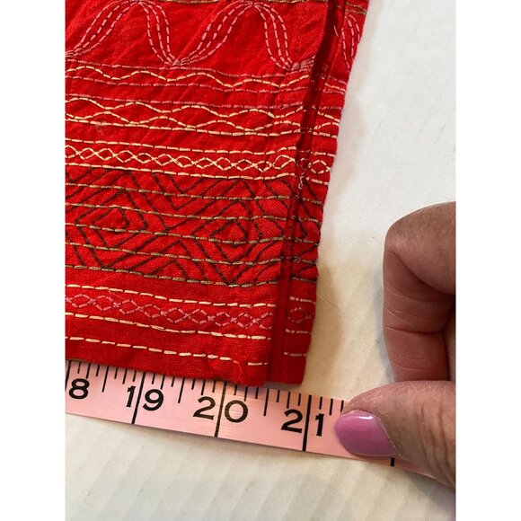 Coldwater Creek Red Sleeveless Embroidered Hem Dress With Back Zipper Size P14 - Picture 8 of 12